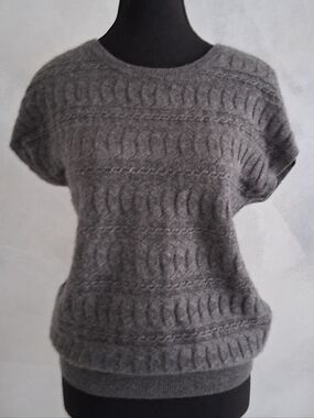 Grey 100% Cashmere Brooks Brothers Sweater Tee Size MEDIUM EUC